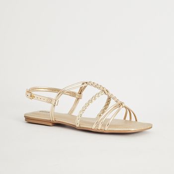 Rasteira Trançada Metalizada - CHAMPAGNE