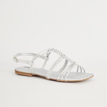 Rasteira Trançada Metalizada - PRATEADO