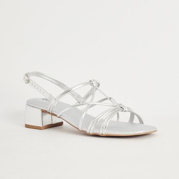 Sandália Tiras Nó Metalizada - PRATEADO