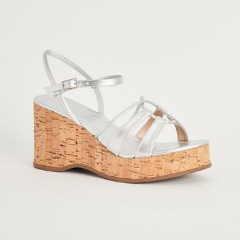 Anabela Tiras Salto Cortiça - PRATEADO