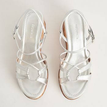 Anabela Tiras Salto Cortiça - PRATEADO