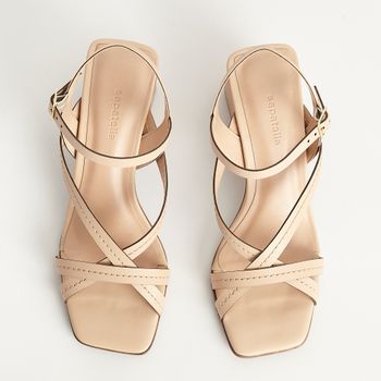 Sandália Média Tiras Cruzadas - AMENDOA