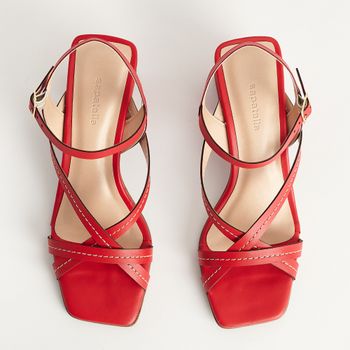 Sandália Média Tiras Cruzadas - VERMELHO URUCUM