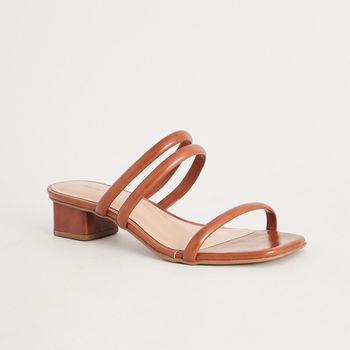 Tamanco Tiras Salto Bloco - CARAMELO