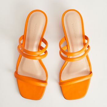 Tamanco Tiras Salto Bloco - LARANJA