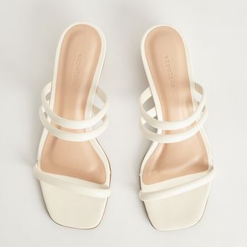 Tamanco Tiras Salto Bloco - OFF WHITE