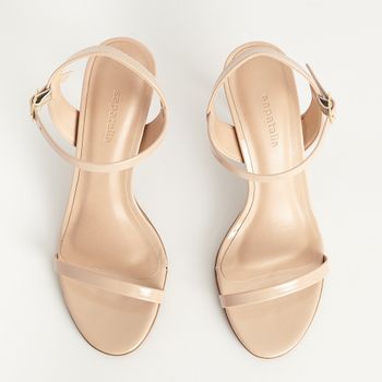 Sandália Verniz Salto Fino - AMENDOA