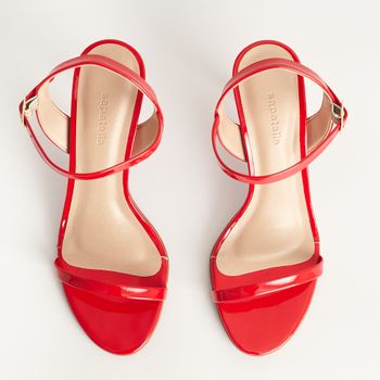 Sandália Verniz Salto Fino - VERMELHO URUCUM