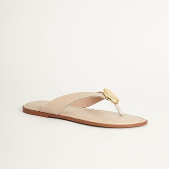 Rasteira Enfeite Oval Metálico - BEGE PANNA