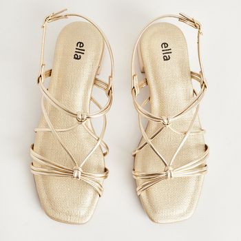 Sandália Tiras Nó Metalizada - CHAMPAGNE