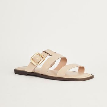 Rasteira Detalhe Fivela - BEGE PANNA