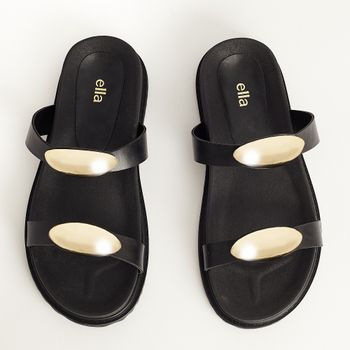 Papete Duas Tiras Enfeite Bold - PRETA