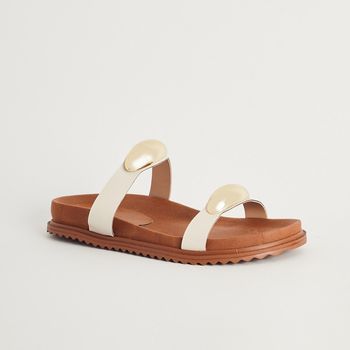 Papete Duas Tiras Enfeite Bold - OFF WHITE