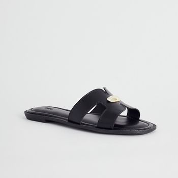 Rasteira H Detalhe Metálico - PRETA