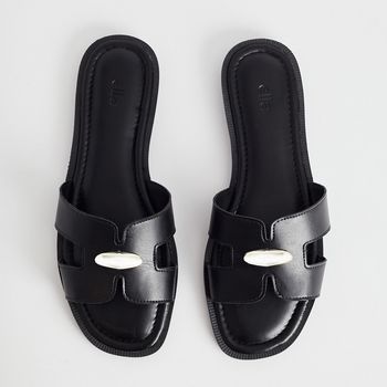 Rasteira H Detalhe Metálico - PRETA