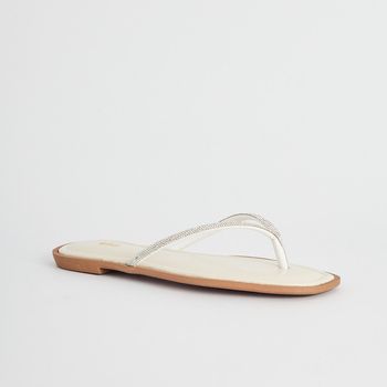 Rasteira Chinelo Strass - OFF WHITE