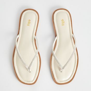 Rasteira Chinelo Strass - OFF WHITE