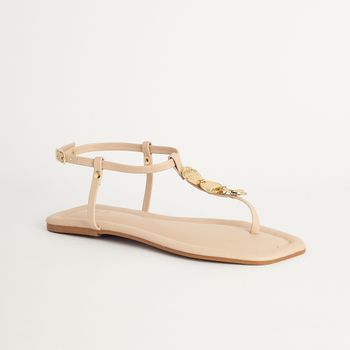 Rasteira Detalhe Metálico - AMENDOA