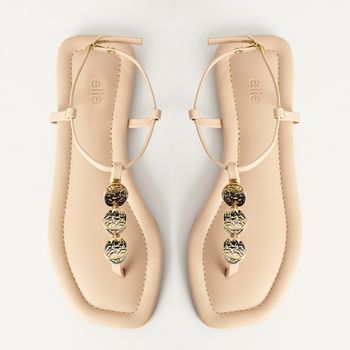 Rasteira Detalhe Metálico - AMENDOA