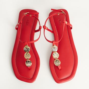 Rasteira Detalhe Metálico - VERMELHO URUCUM