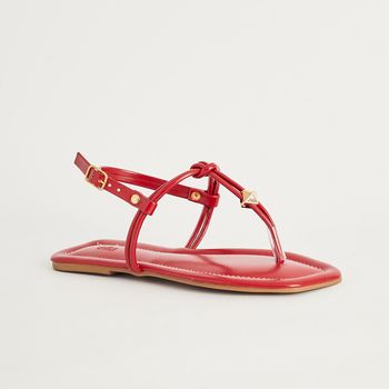 Rasteira Tiras Unidas - VERMELHO URUCUM