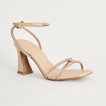 Salto Alta Tiras Strass - ROSE/AMENDOA