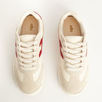 Tênis Mix Texturas - OFF WHITE/VERMELHO URUCUM