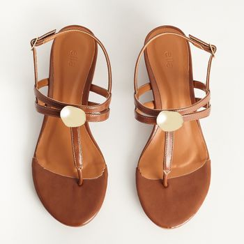 Sandália Baixa Tiras Slim - CARAMELO