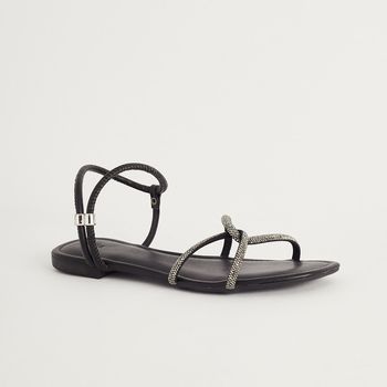 Rasteira Strass Calce Fácil - PRETO/ONIX