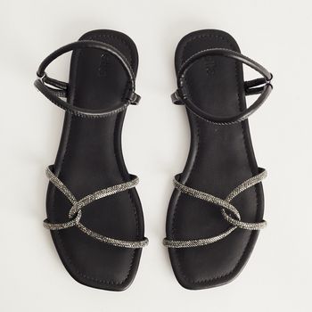 Rasteira Strass Calce Fácil - PRETO/ONIX