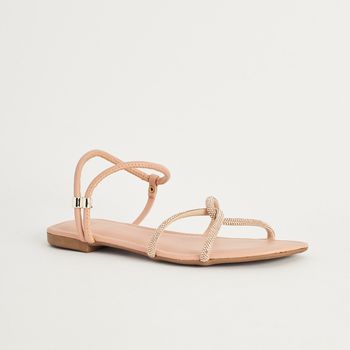 Rasteira Strass Calce Fácil - ROSADO/ROSE