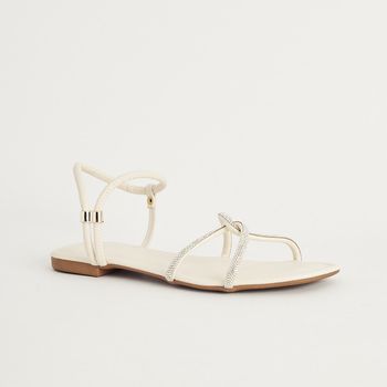 Rasteira Strass Calce Fácil - OFF WHITE/CRISTAL