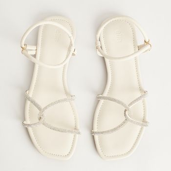 Rasteira Strass Calce Fácil - OFF WHITE/CRISTAL