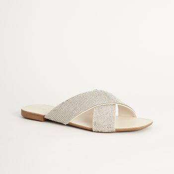 Rasteira Cruzada Strass - CRISTAL