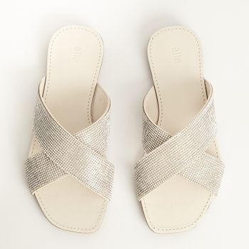 Rasteira Cruzada Strass - CRISTAL