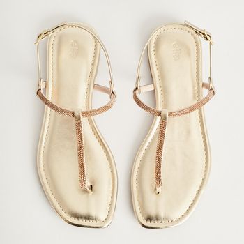 Rasteira Fio Strass - CHAMPAGNE/DOURADO