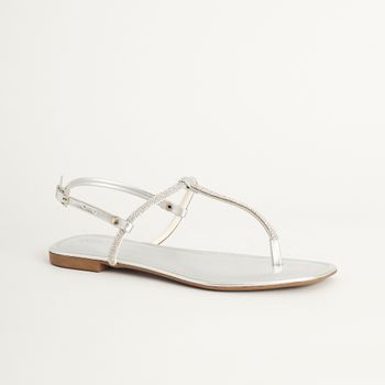 Rasteira Fio Strass - PRATEADO/CRISTAL