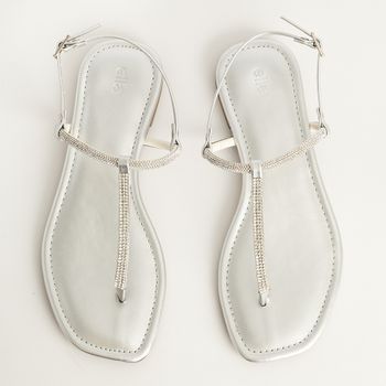 Rasteira Fio Strass - PRATEADO/CRISTAL