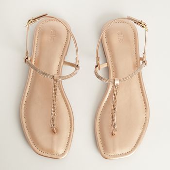 Rasteira Fio Strass - ROSE/ROSADO