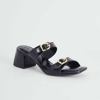 Tamanco Fivelas Duplas - PRETA