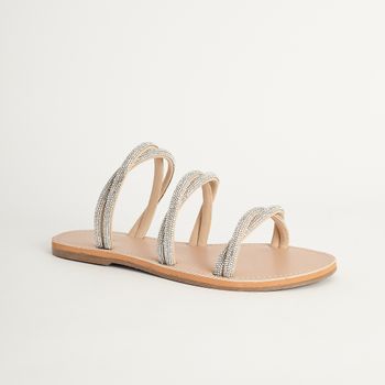 Rasteira Strass Tiras Entrelaçadas - CRISTAL