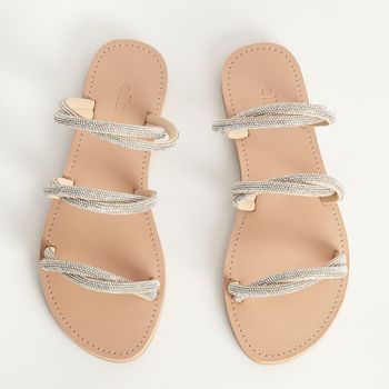 Rasteira Strass Tiras Entrelaçadas - CRISTAL