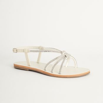 Rasteira Brilho - CRISTAL/OFF WHITE