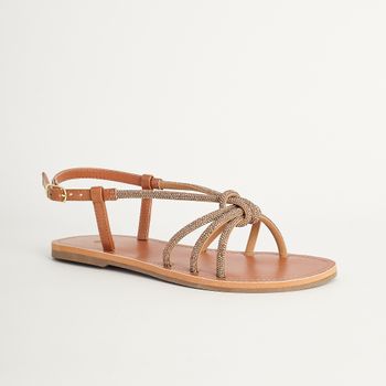 Rasteira Brilho - DOURADA/CAMEL