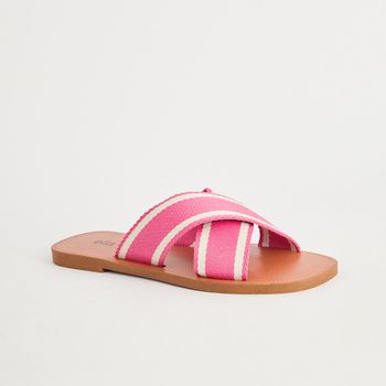 Rasteira Gorgurão Bicolor - PINK/OFF WHITE