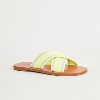 Rasteira Gorgurão Bicolor - LEMON/OFF WHITE