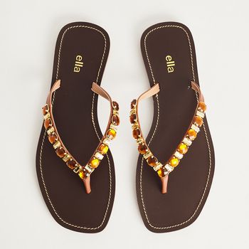 Rasteira Pedraria - CARAMELO