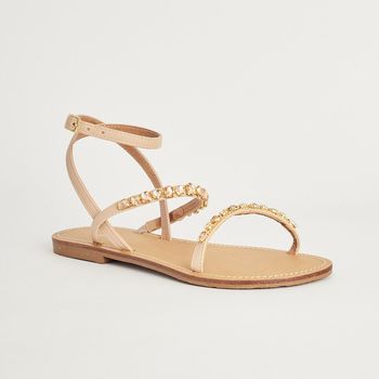 Rasteira Brilhante - AMENDOA