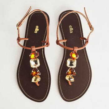 Rasteira Slim Pedras - CARAMELO