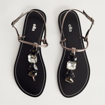 Rasteira Slim Pedras Metalizada - ONIX